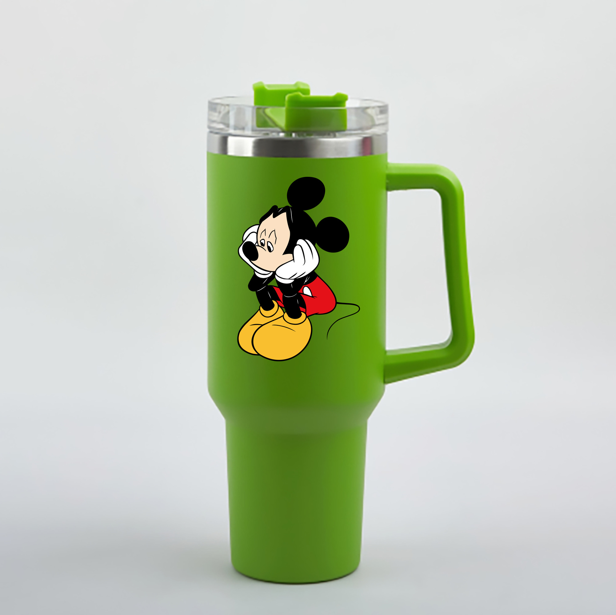 （画像用） ミッキーマウス Mickey Mouse 1200mL車用タンブラー - クリスタルステッカー（プラスチックストロー付き）